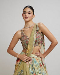 Twamev Women Enchanting Pista Green Lehenga