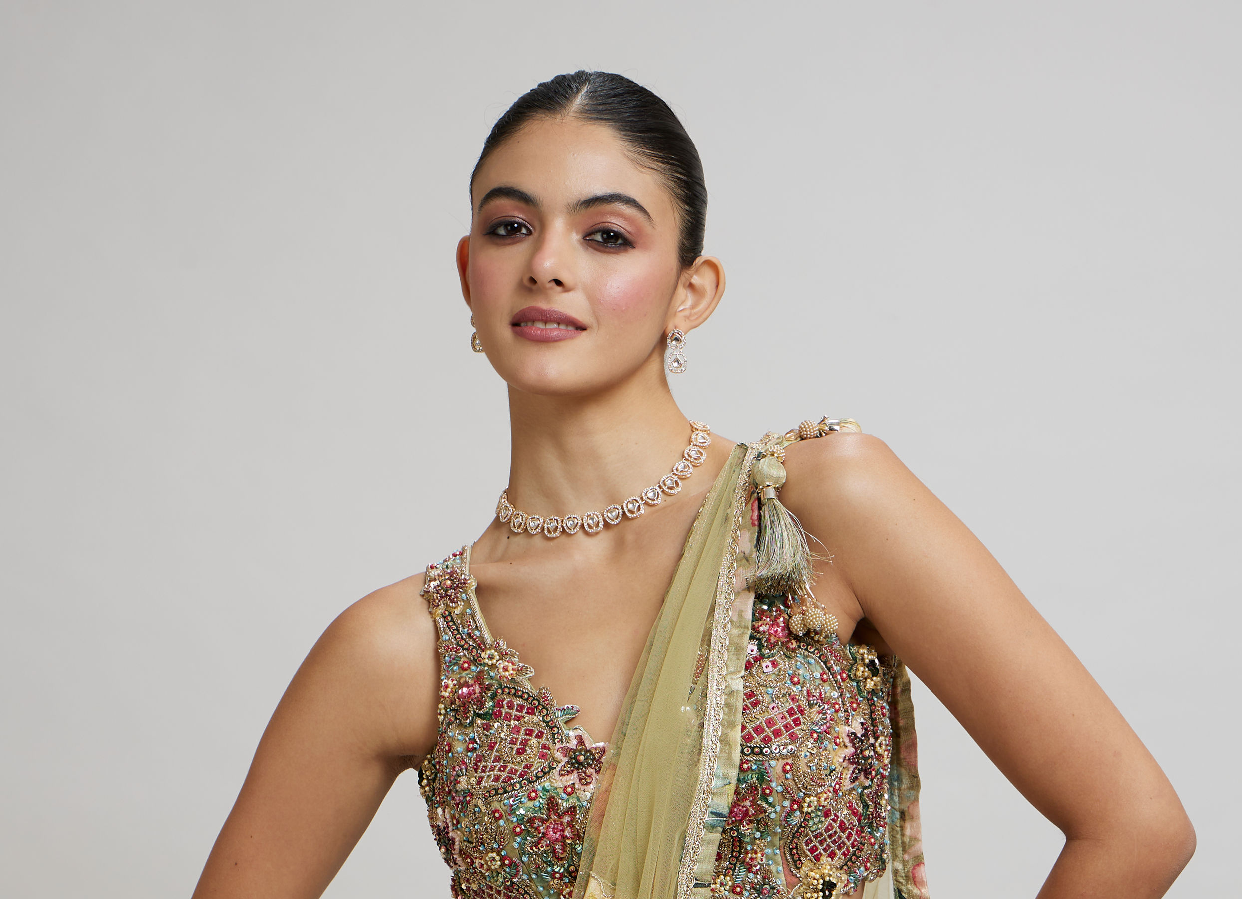 Twamev Women Enchanting Pista Green Lehenga