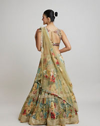 Twamev Women Enchanting Pista Green Lehenga