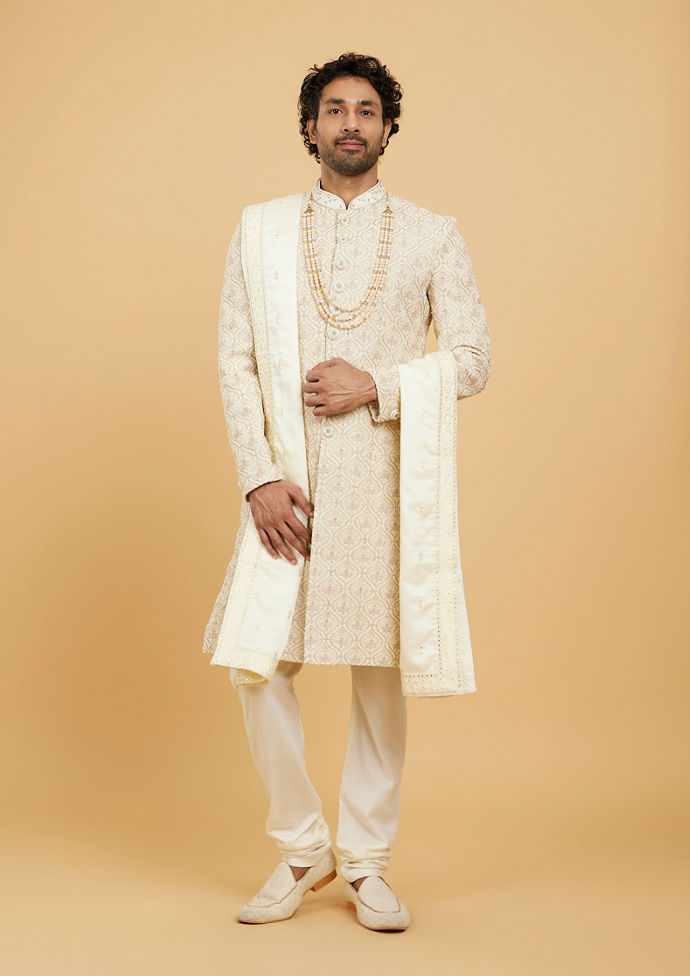 Twamev Men Cream Satin Dupatta