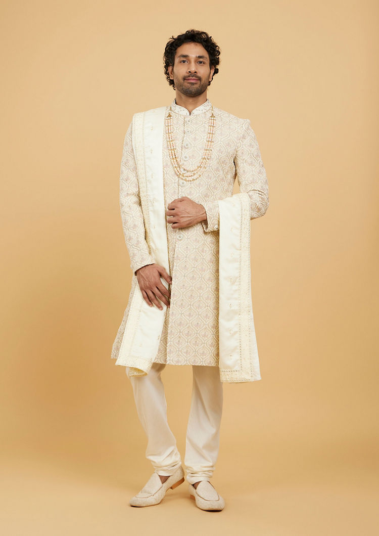 Twamev Men Cream Satin Dupatta