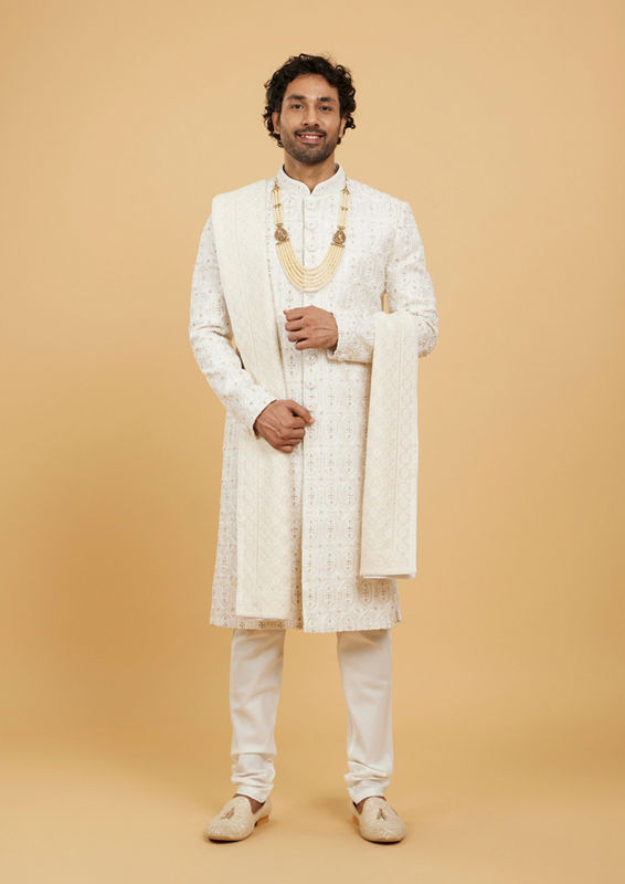 Twamev Men Cream Georgette Dupatta