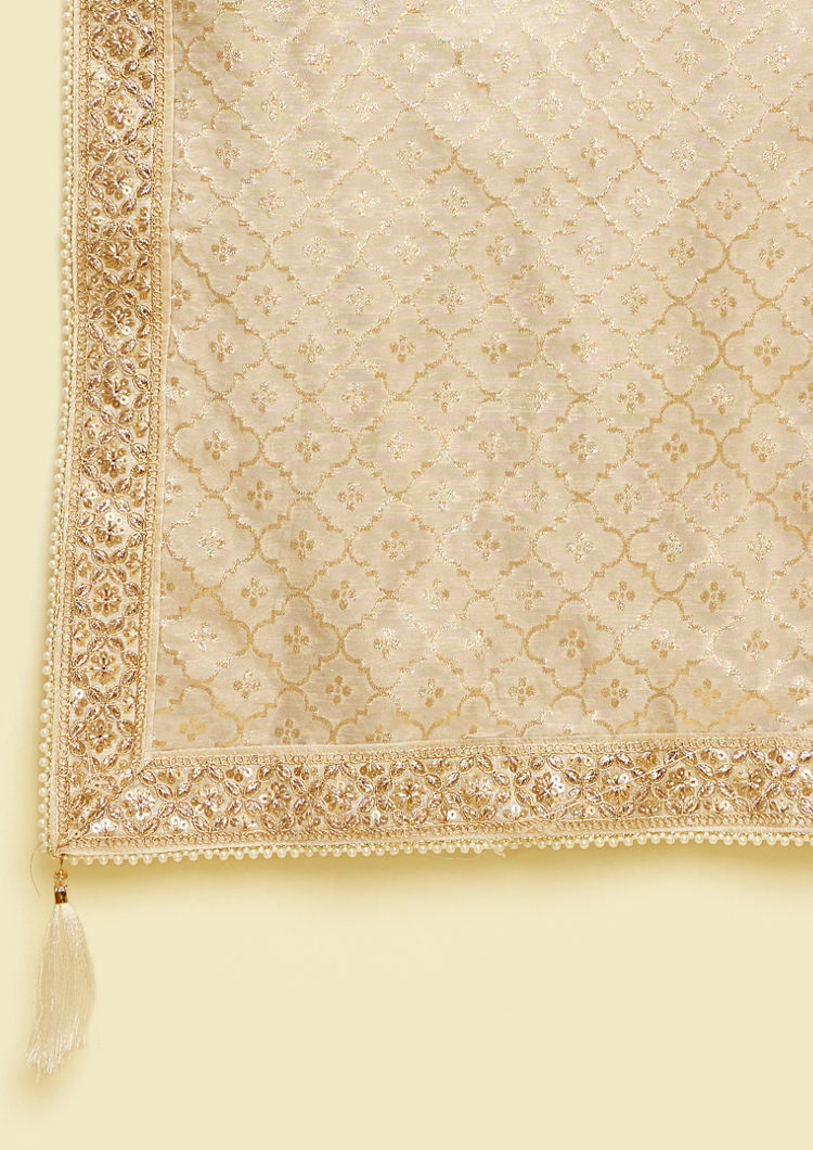 Twamev Men Beige Chanderi Dupatta for Elegant Styling