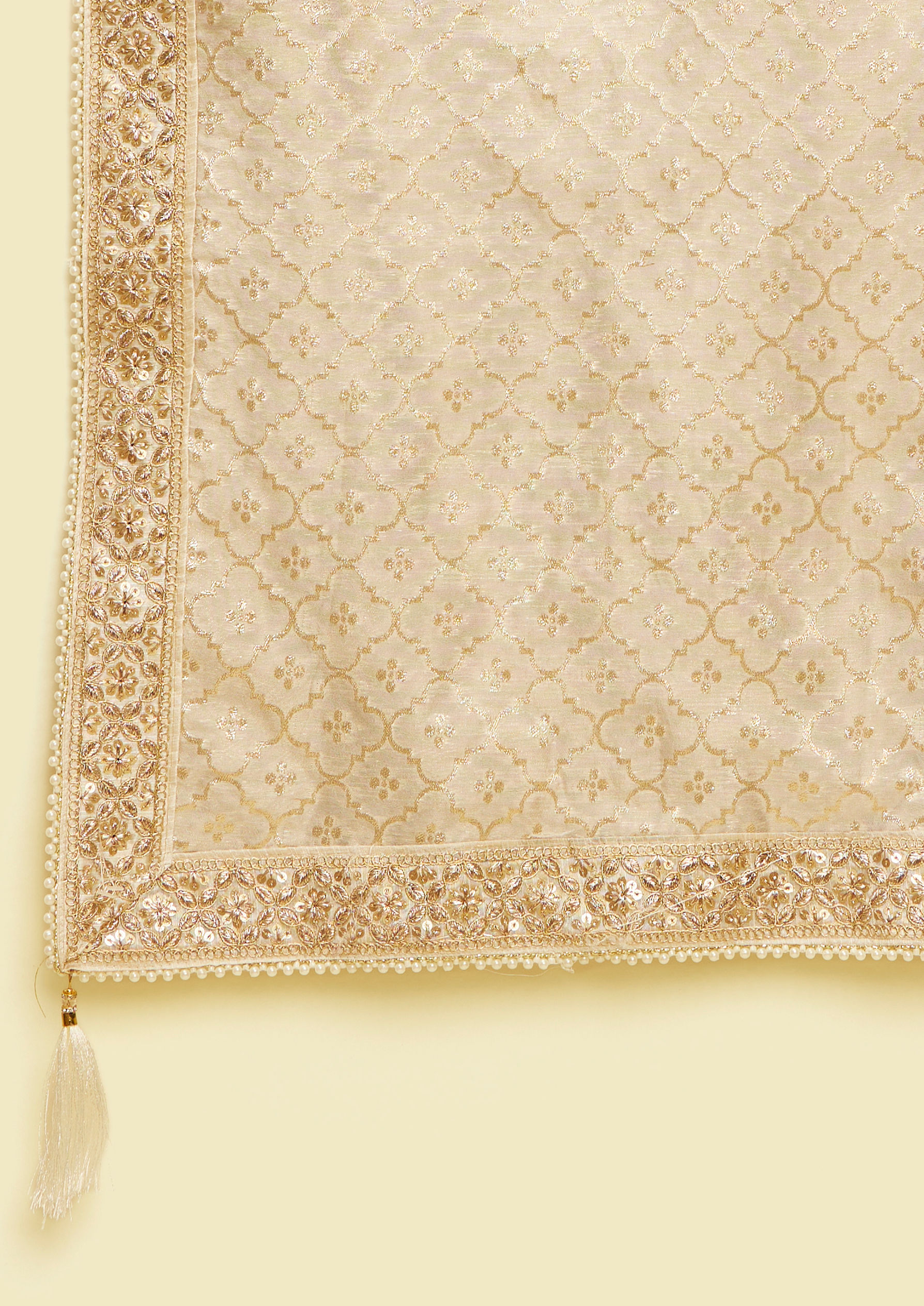 Twamev Men Beige Chanderi Dupatta for Elegant Styling