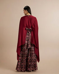 Twamev Women Charming Maroon Satin Indo Western