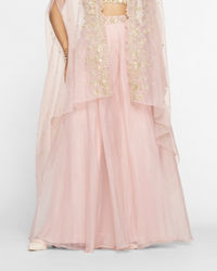 Twamev Women Pink Organza Magic Indo Western