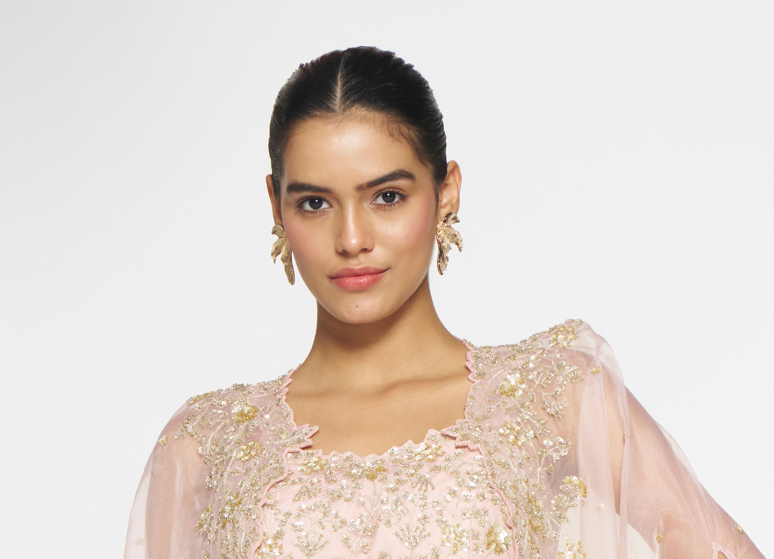 Twamev Women Pink Organza Magic Indo Western