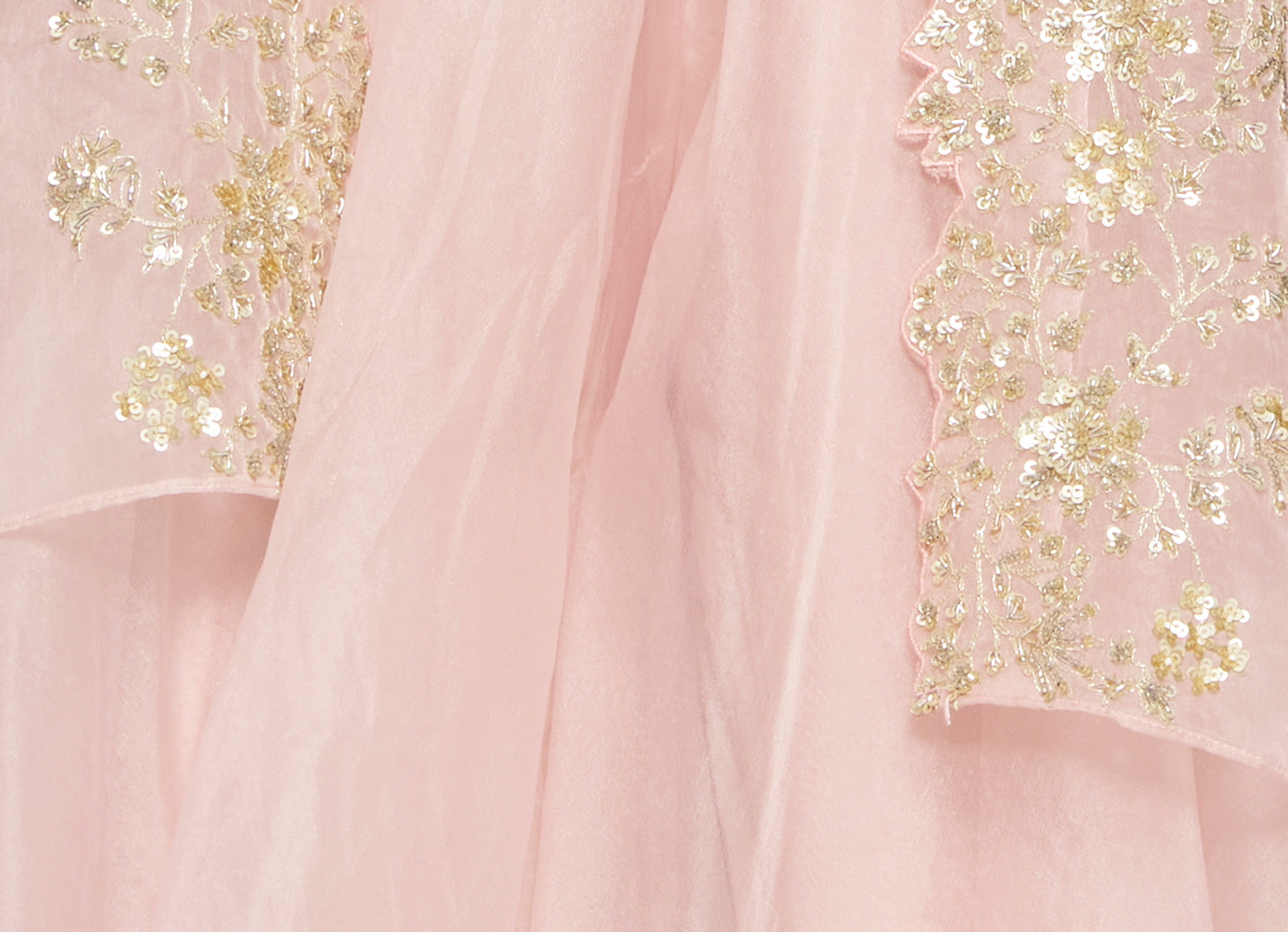 Twamev Women Pink Organza Magic Indo Western