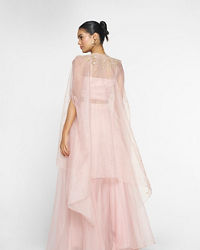 Twamev Women Pink Organza Magic Indo Western