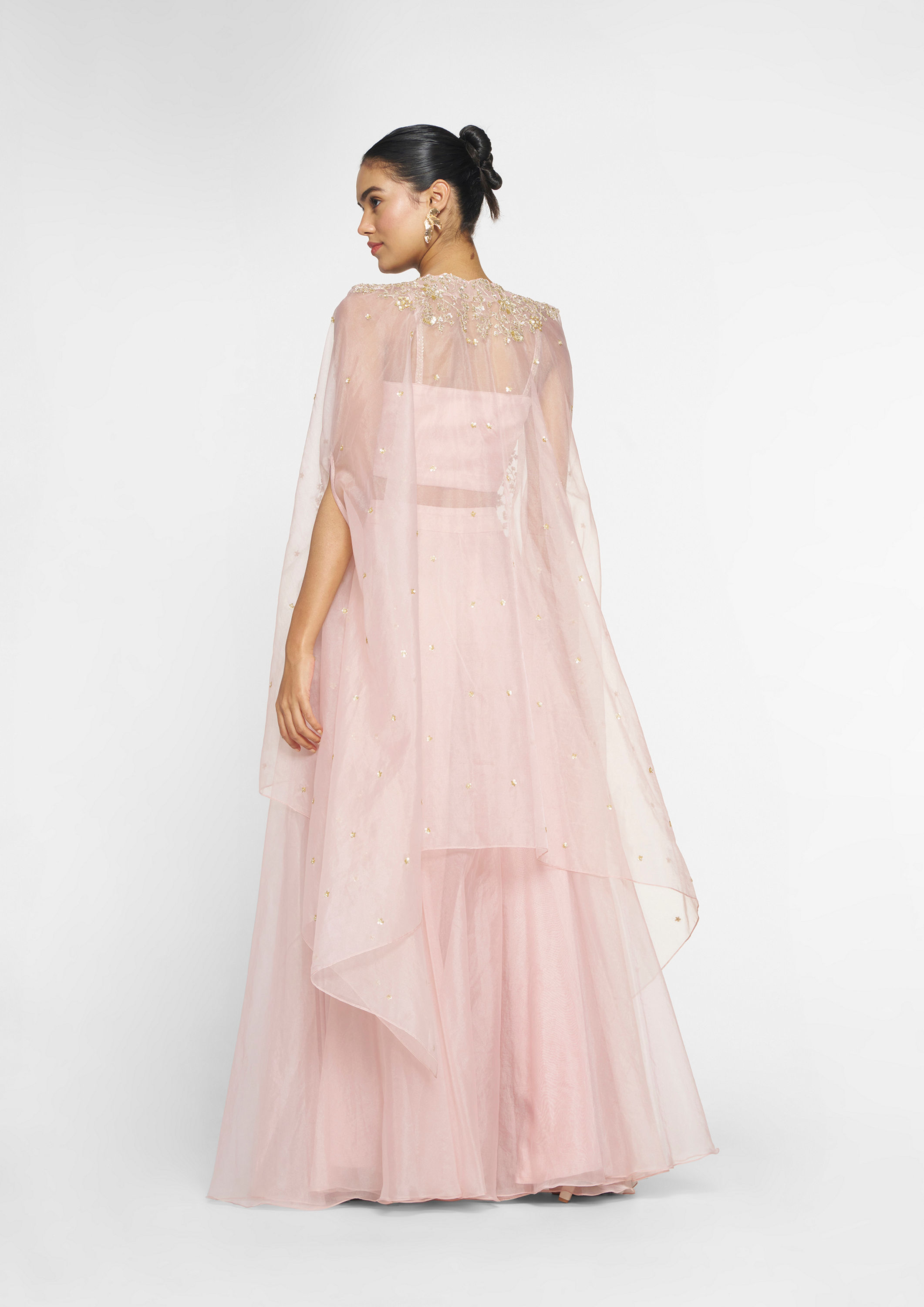 Twamev Women Pink Organza Magic Indo Western