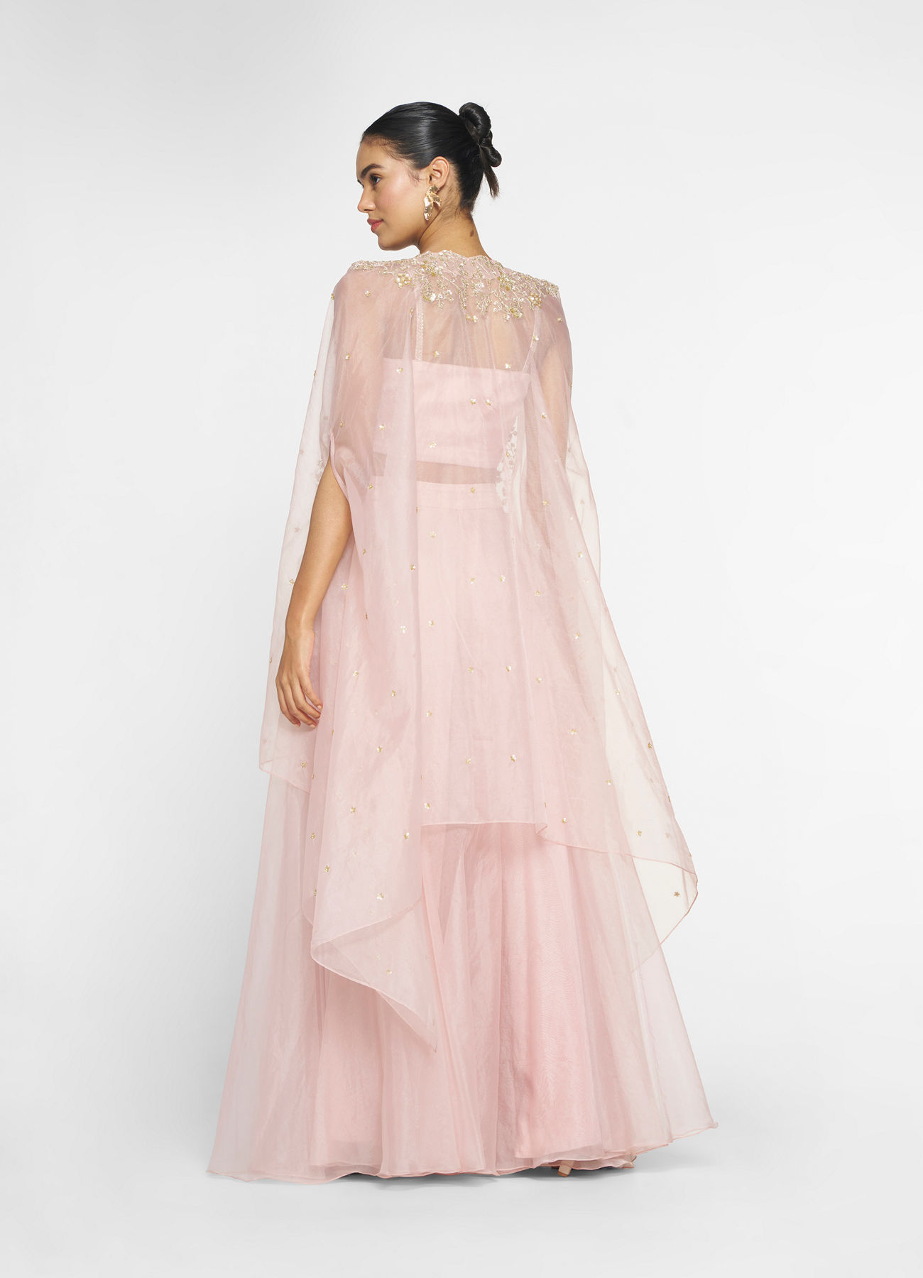 Twamev Women Pink Organza Magic Indo Western