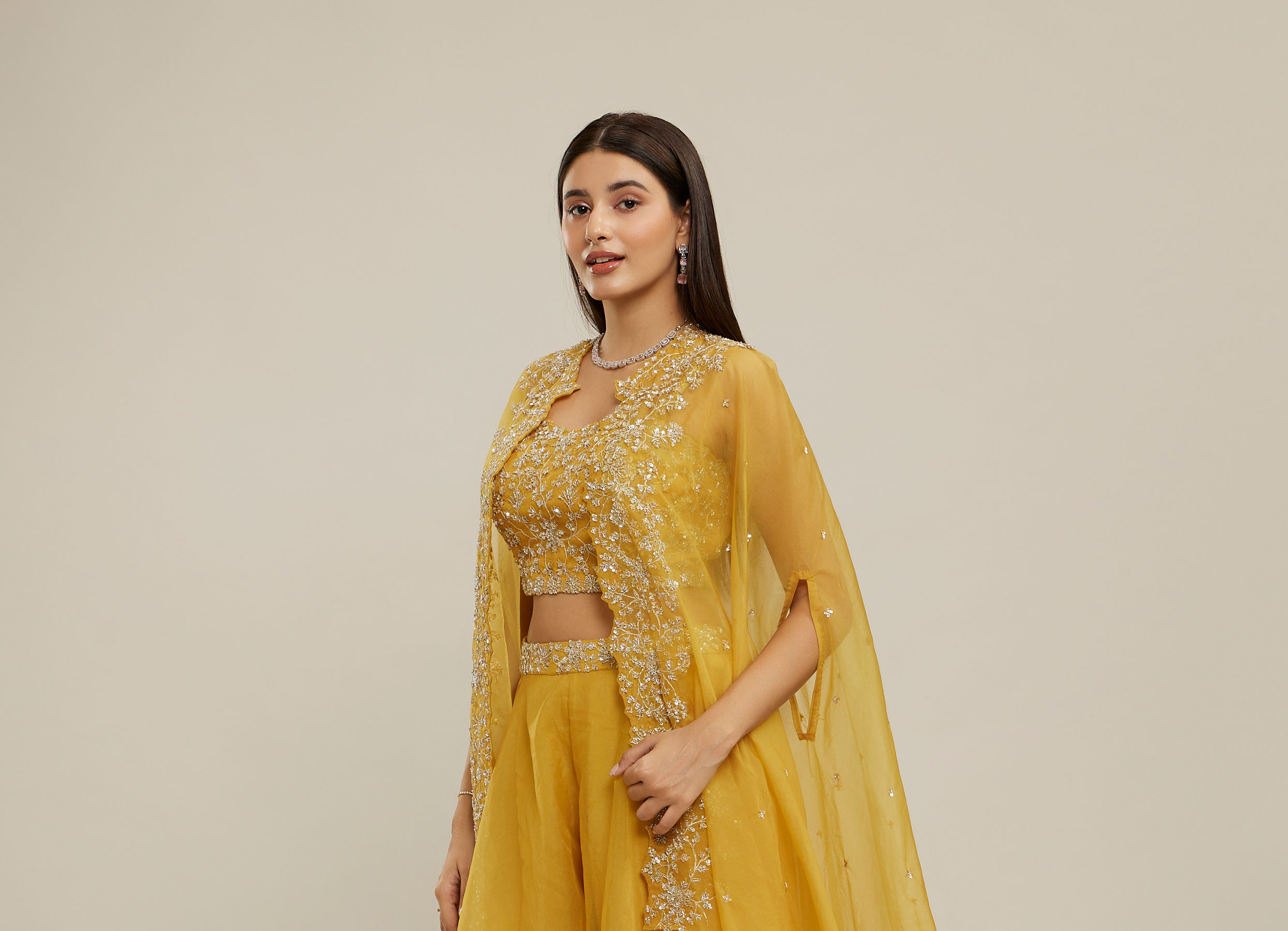 Twamev Women Sunflower Symphony Indo Western