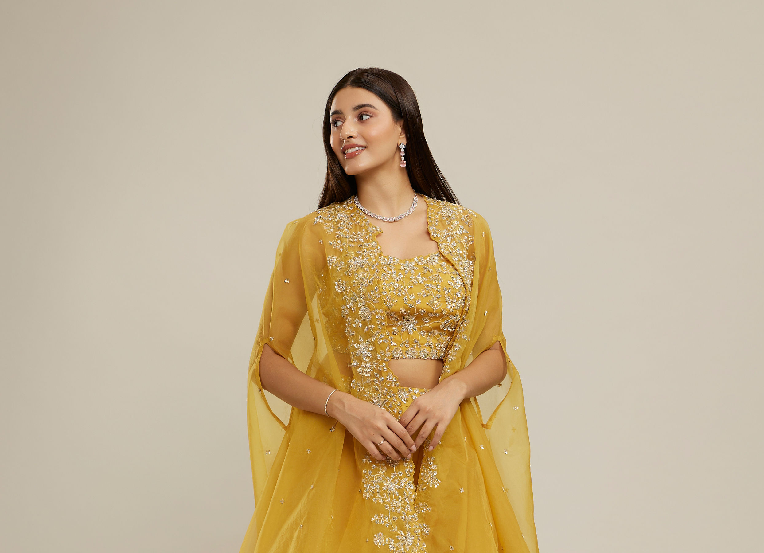 Twamev Women Sunflower Symphony Indo Western