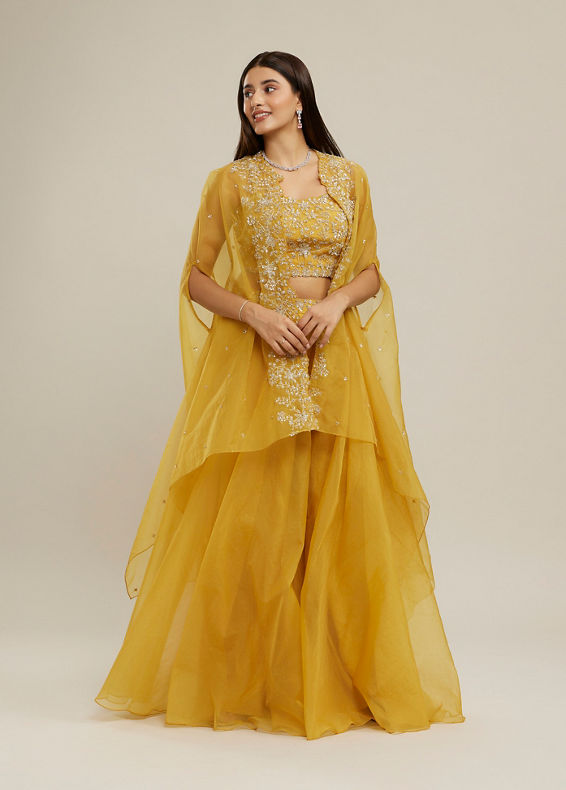 Twamev Women Sunflower Symphony Indo Western