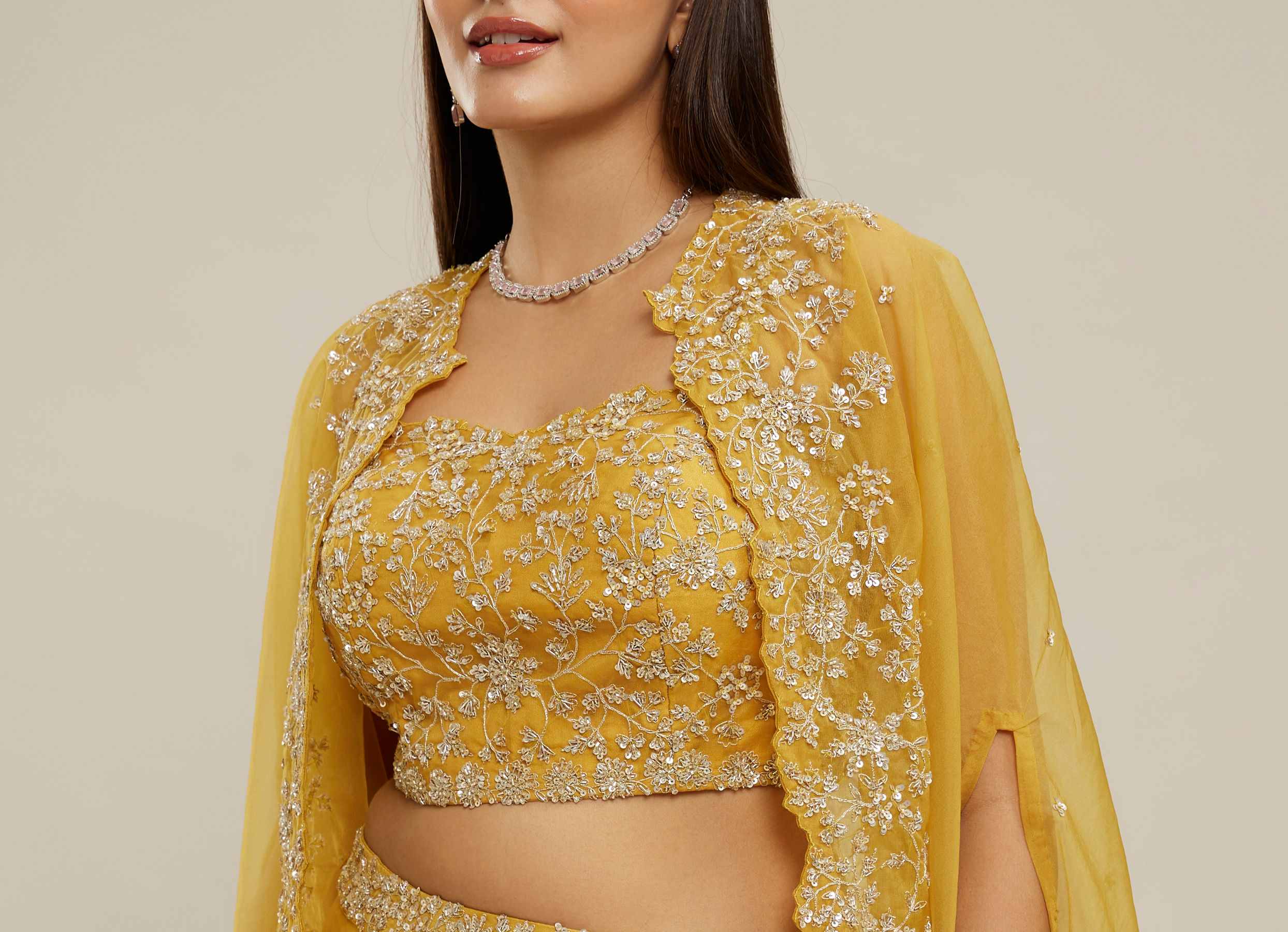 Twamev Women Sunflower Symphony Indo Western