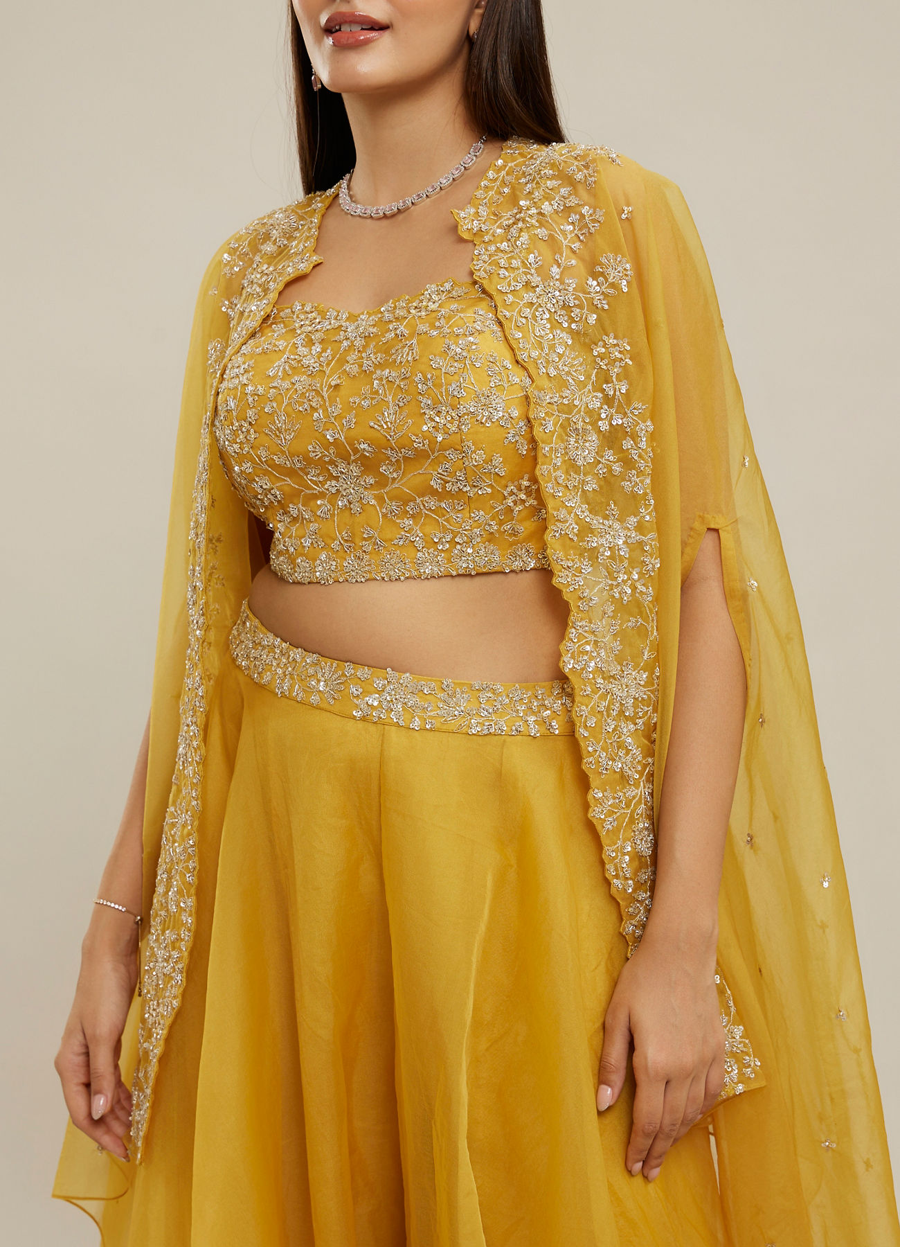 Twamev Women Sunflower Symphony Indo Western