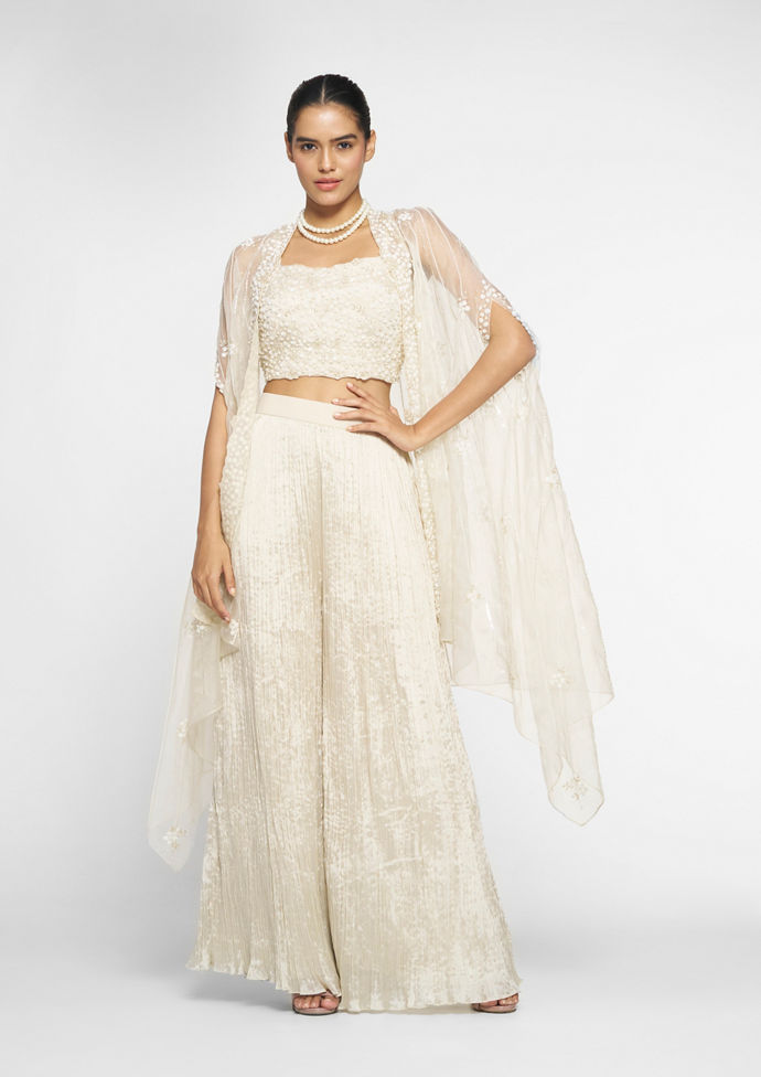 Twamev Women Elegant Cream Indo Western Ensemble