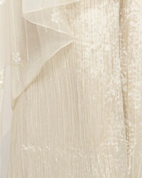 Twamev Women Ivory Silk Embroidered Cape Top With Palazzo