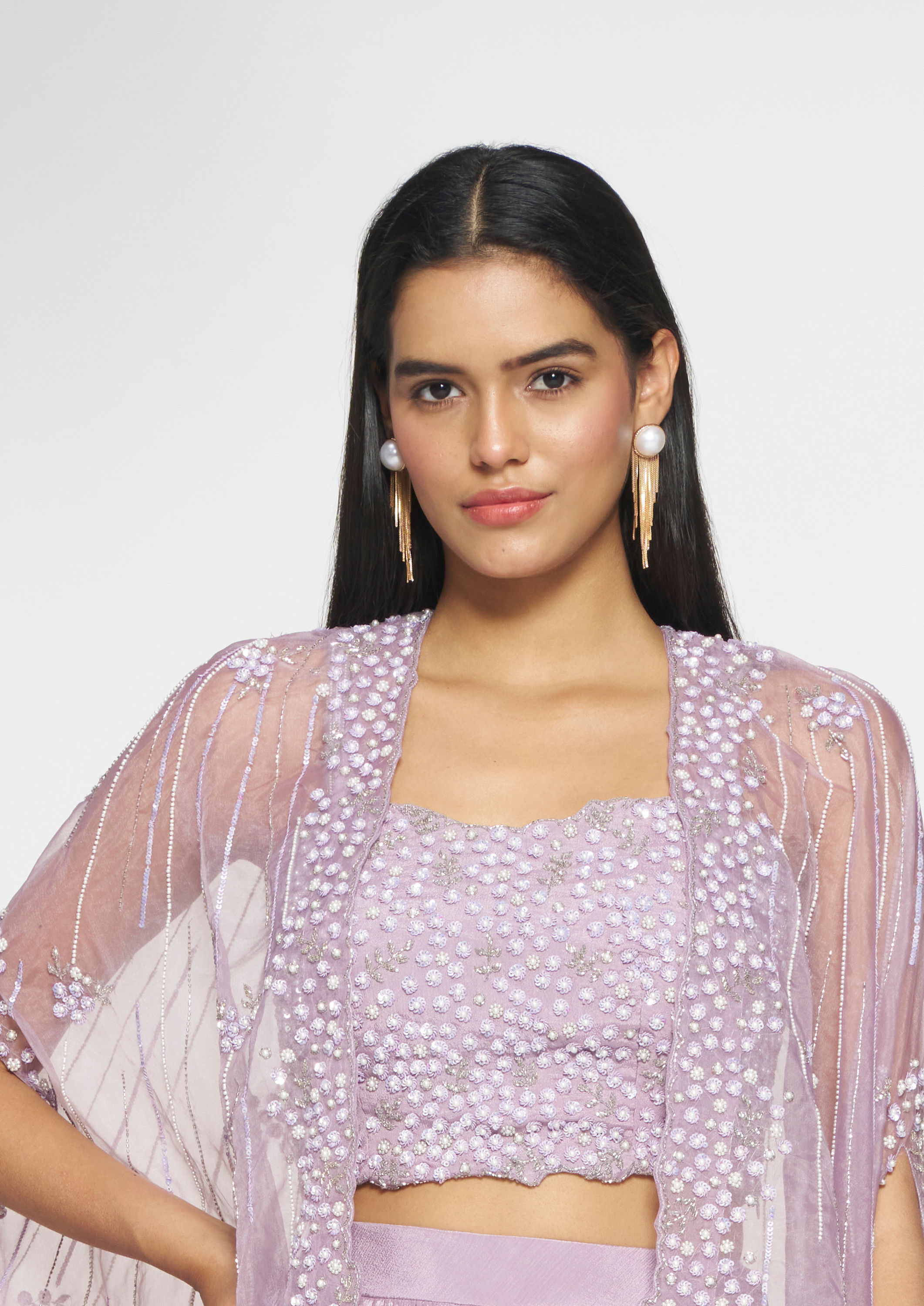 Twamev Women Chinon Purple Elegance Indo Western