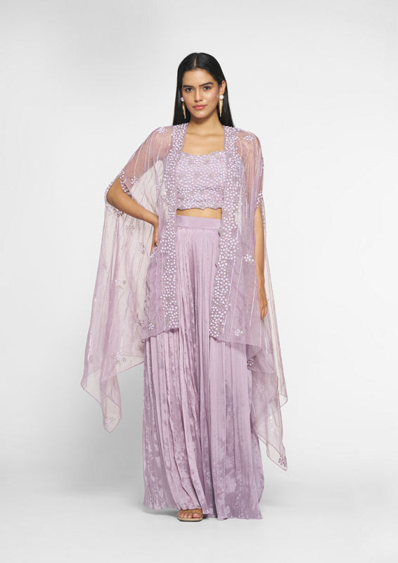 Twamev Women Chinon Purple Elegance Indo Western
