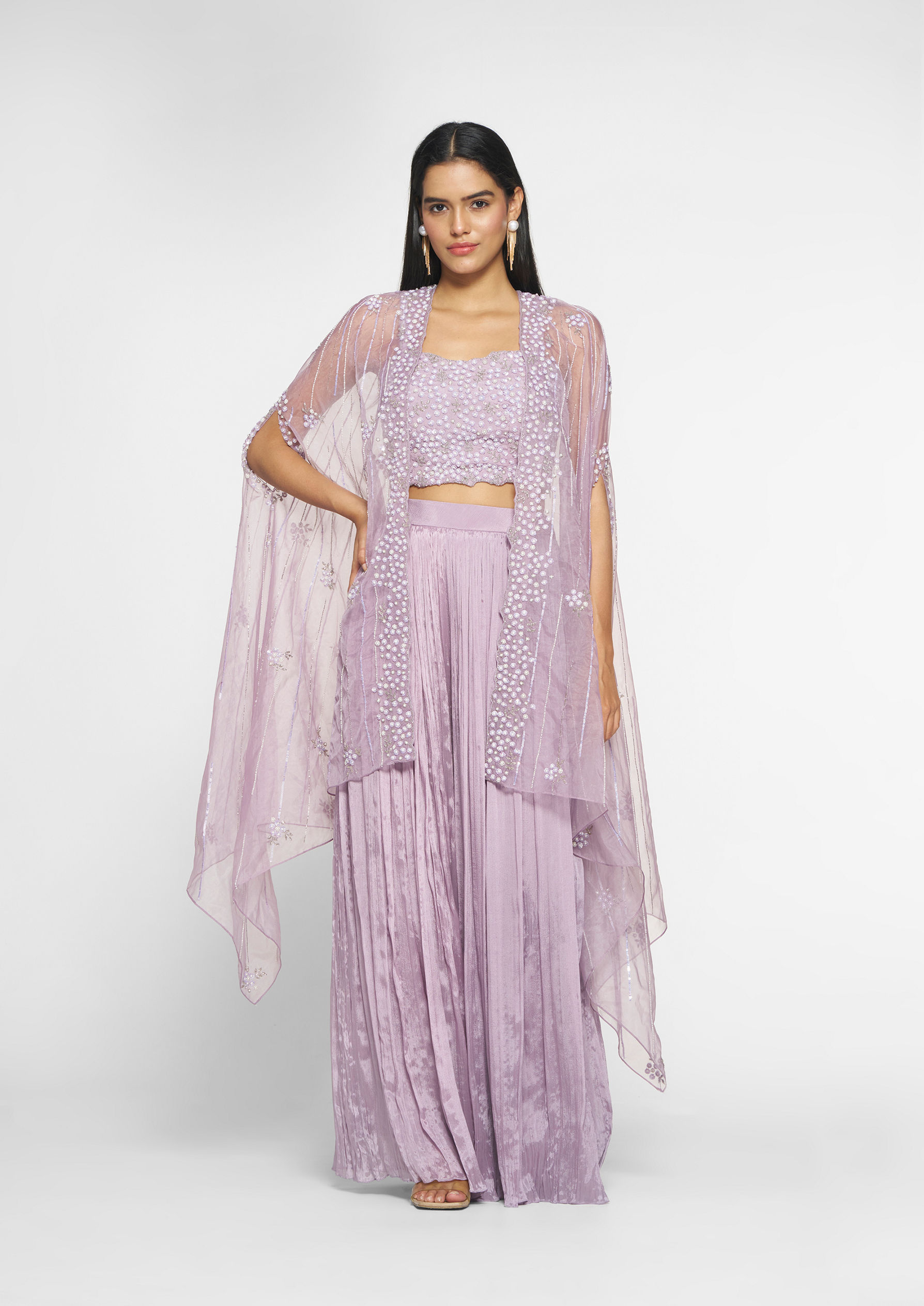 Twamev Women Chinon Purple Elegance Indo Western