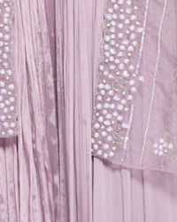 Twamev Women Purple Silk Embroidered Cape Top With Palazzo