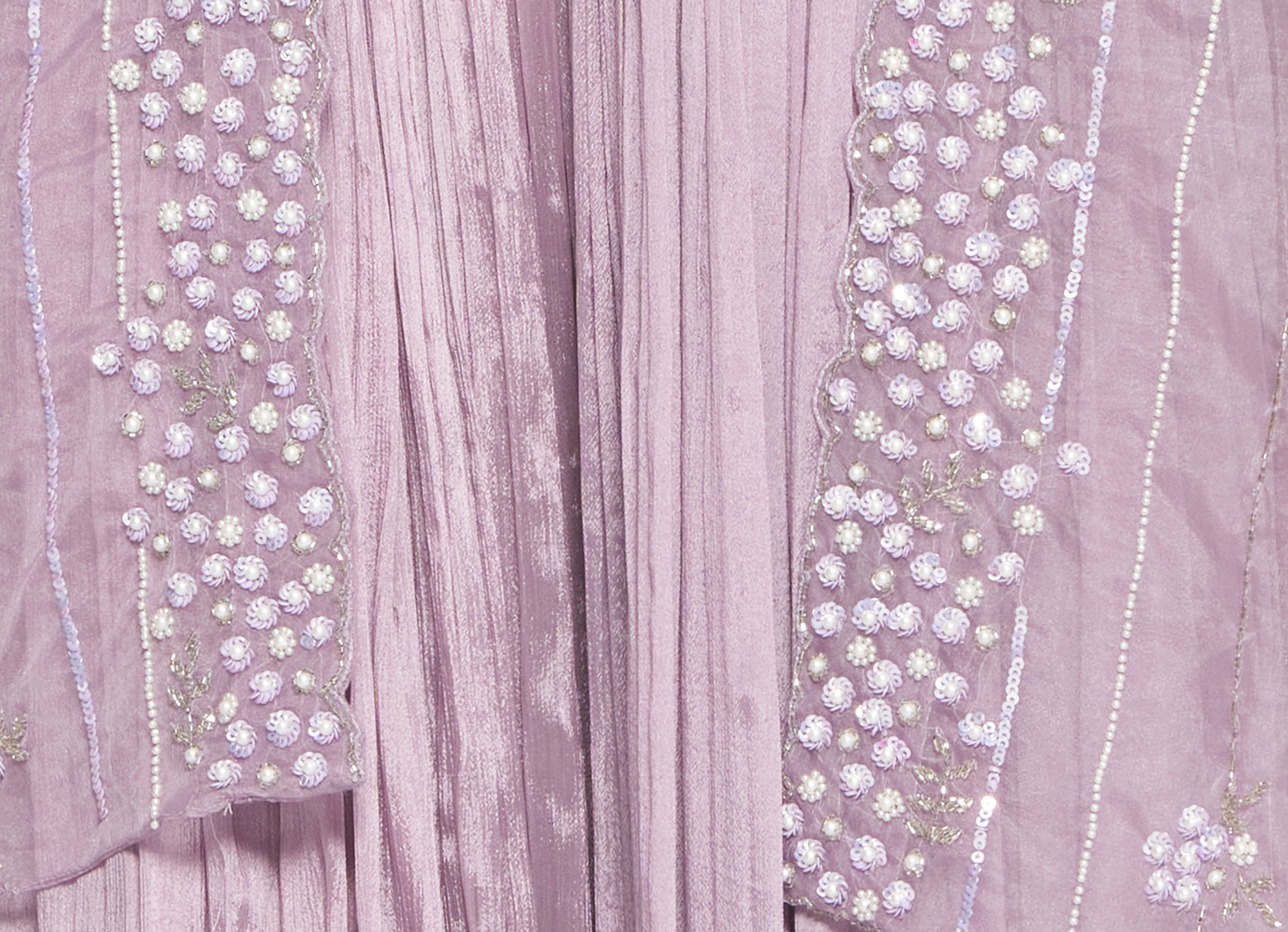 Twamev Women Purple Silk Embroidered Cape Top With Palazzo