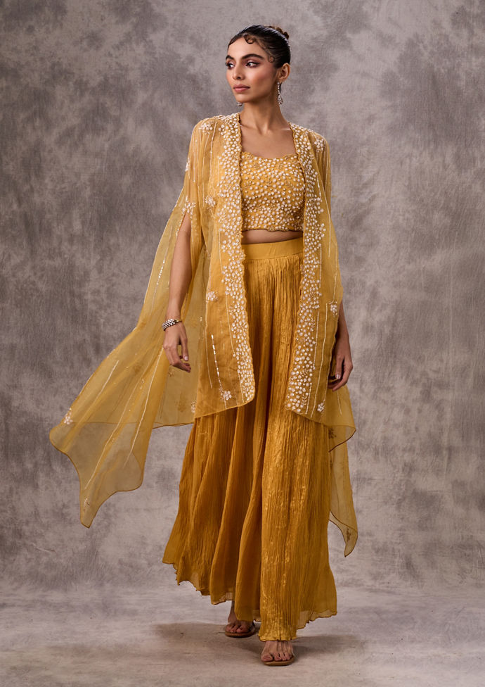 Twamev Women Mustard Yellow Elegance Indo Western