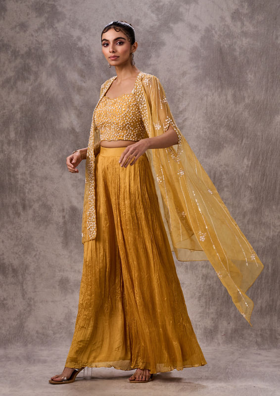 Twamev Women Mustard Yellow Elegance Indo Western