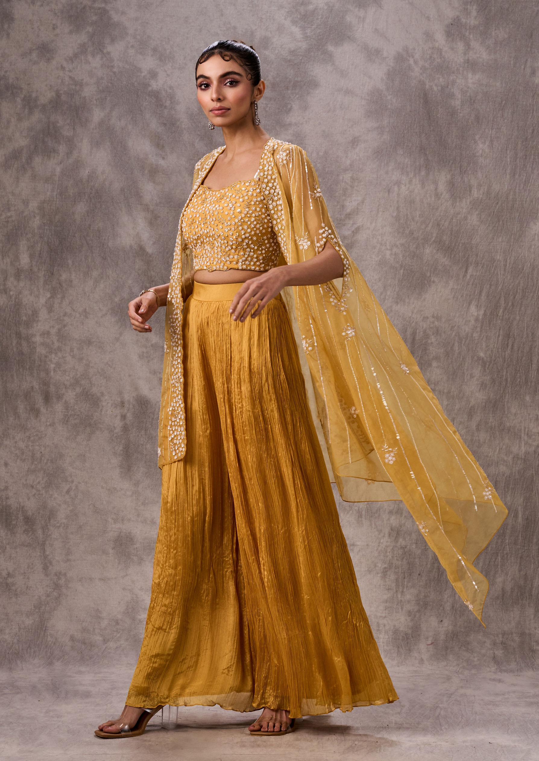 Twamev Women Mustard Yellow Elegance Indo Western