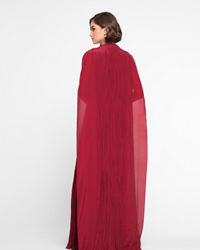 Twamev Women Twinkling Red Georgette Indo Western