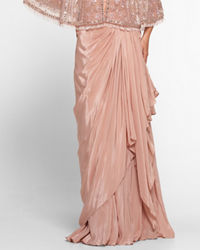 Twamev Women Dusty Pink Satin Elegance Indo Western