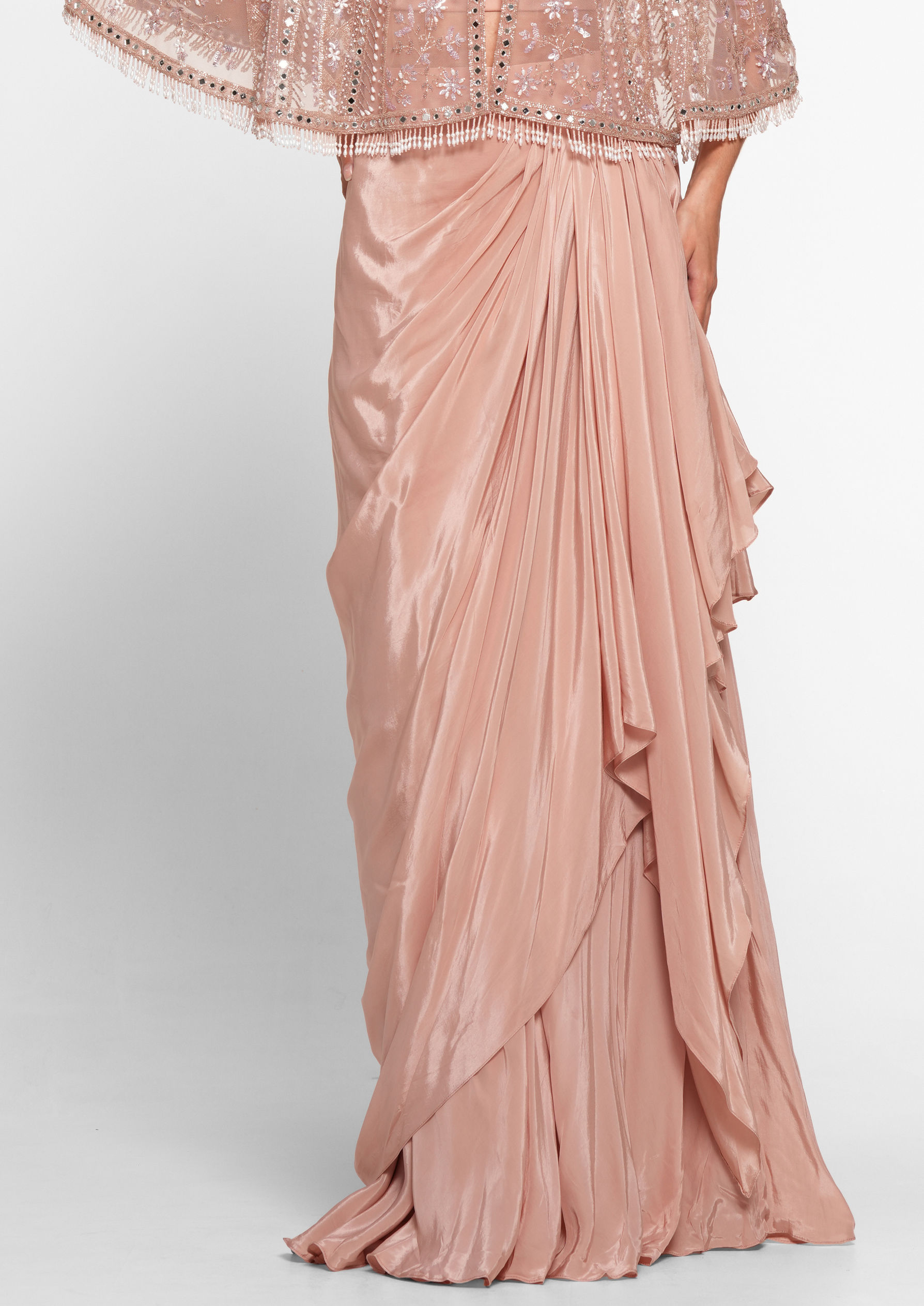 Twamev Women Dusty Pink Satin Elegance Indo Western