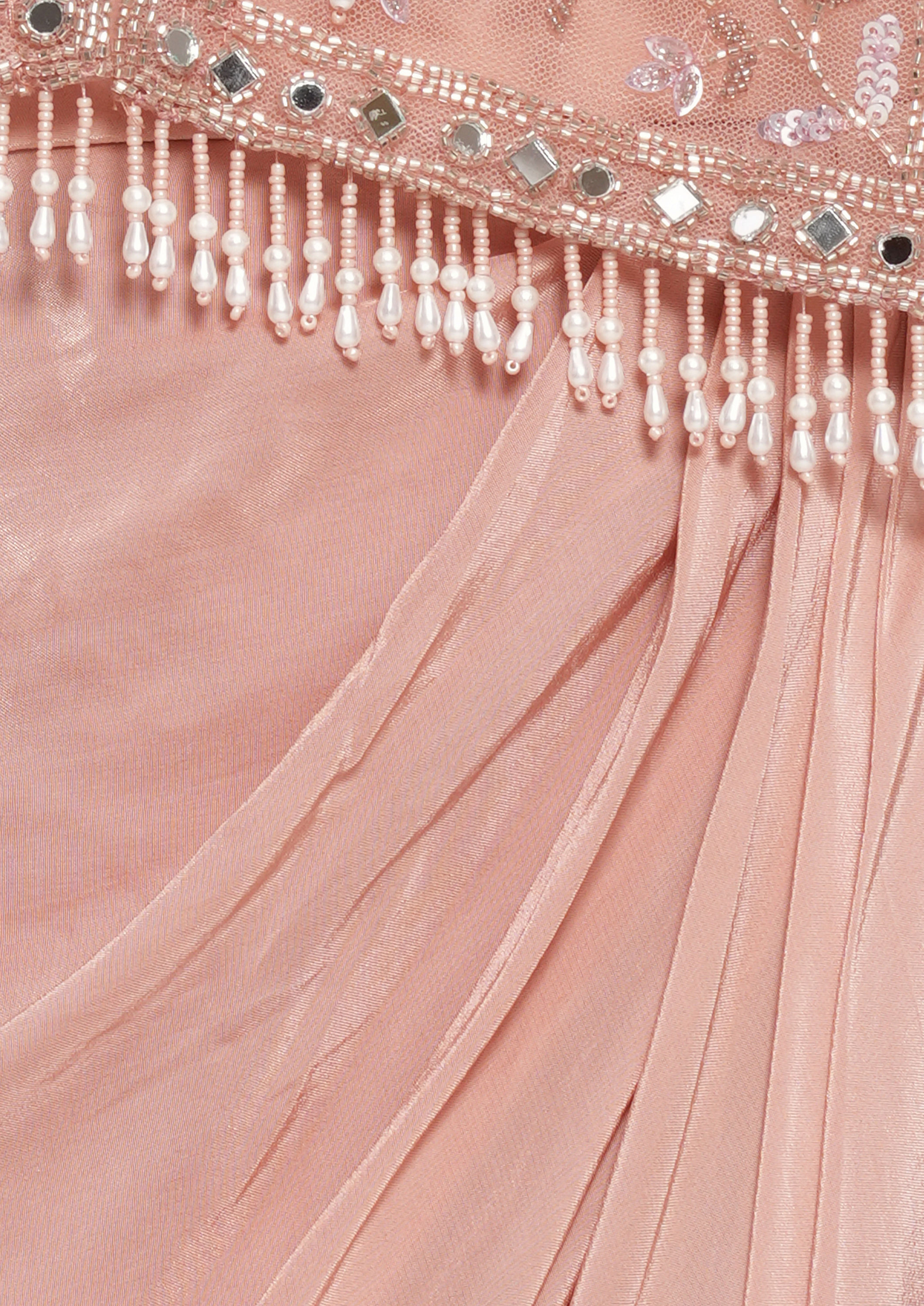 Twamev Women Dusty Pink Satin Elegance Indo Western