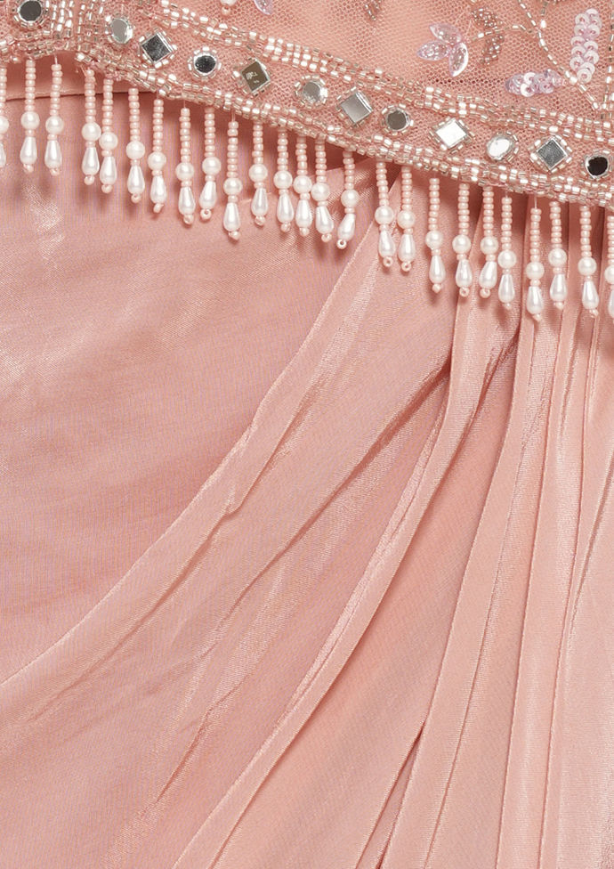 Twamev Women Dusty Pink Satin Elegance Indo Western