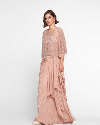 Twamev Women Dusty Pink Satin Elegance Indo Western