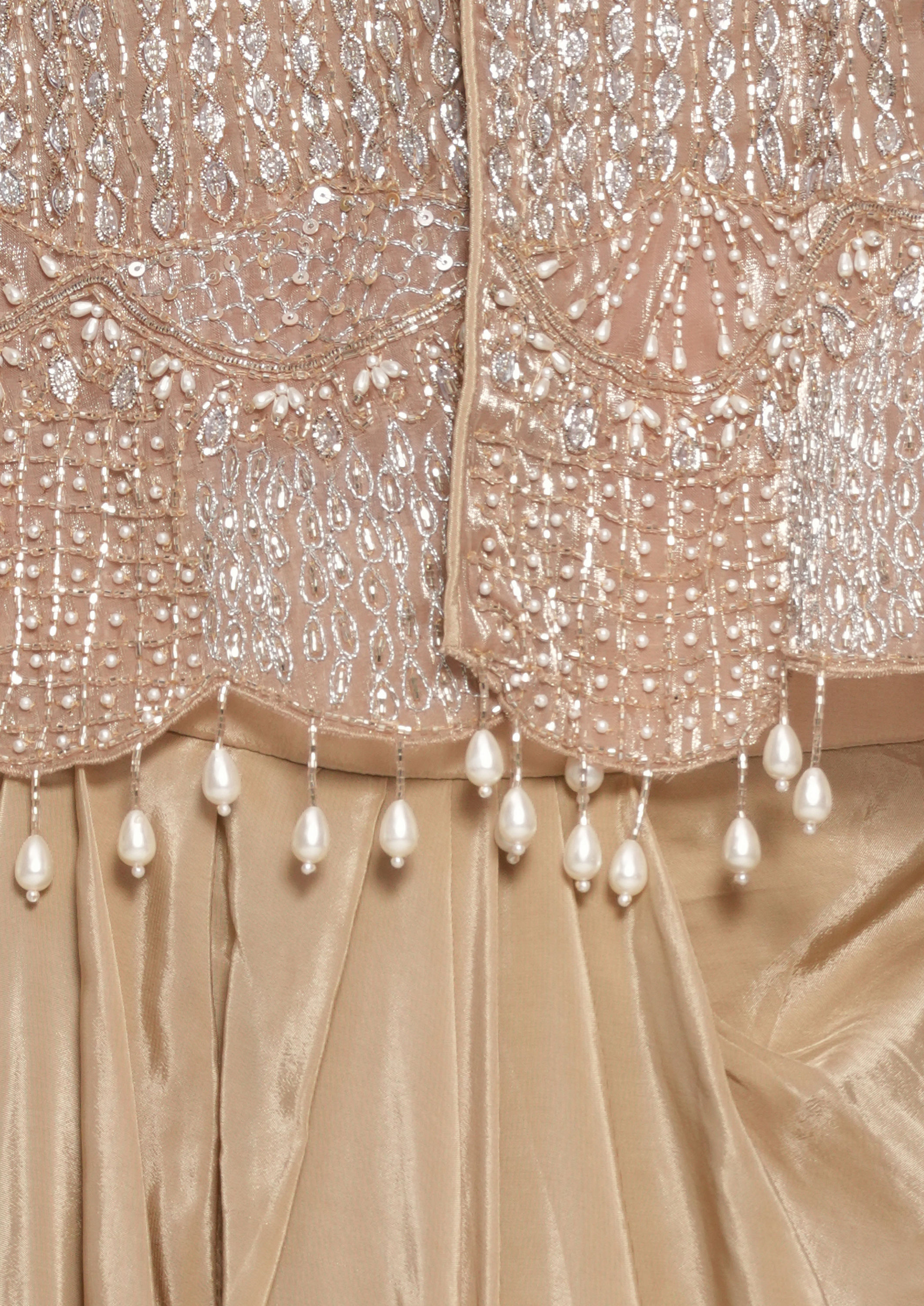 Twamev Women Beige Satin Indo Western Ensemble