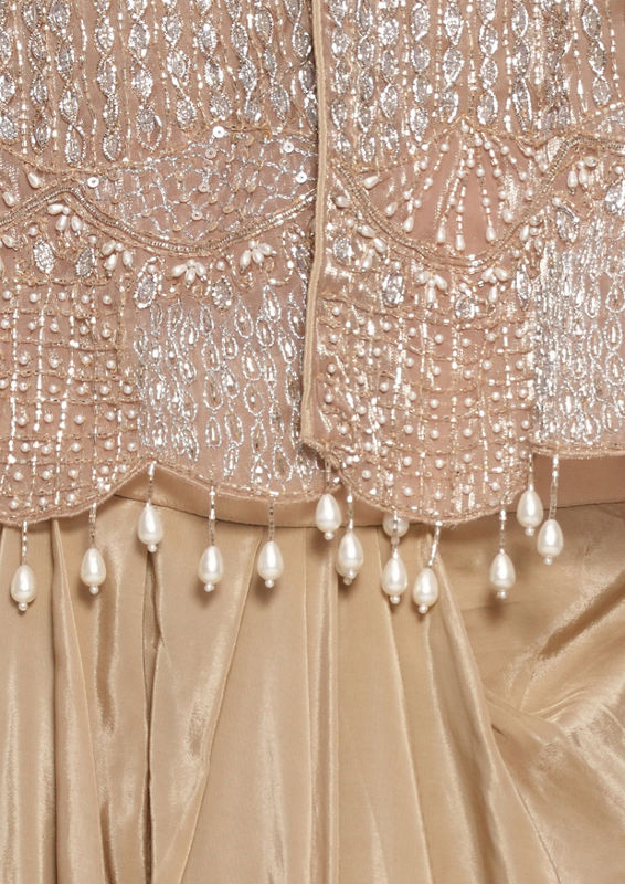 Twamev Women Beige Satin Indo Western Ensemble