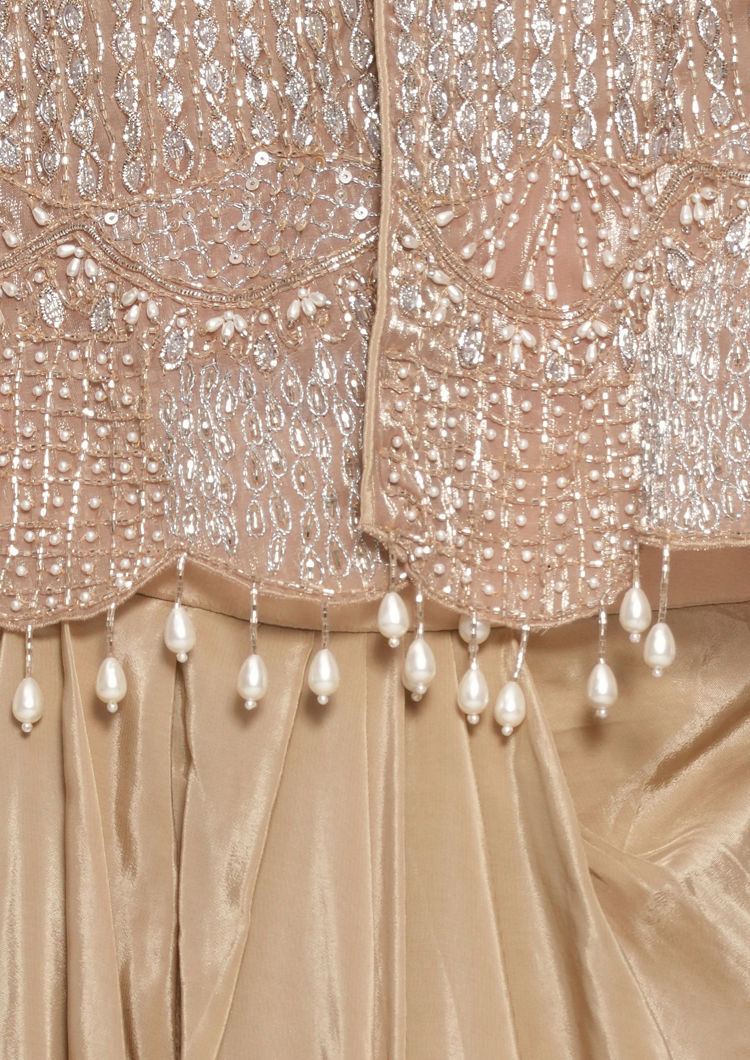 Twamev Women Beige Satin Indo Western Ensemble