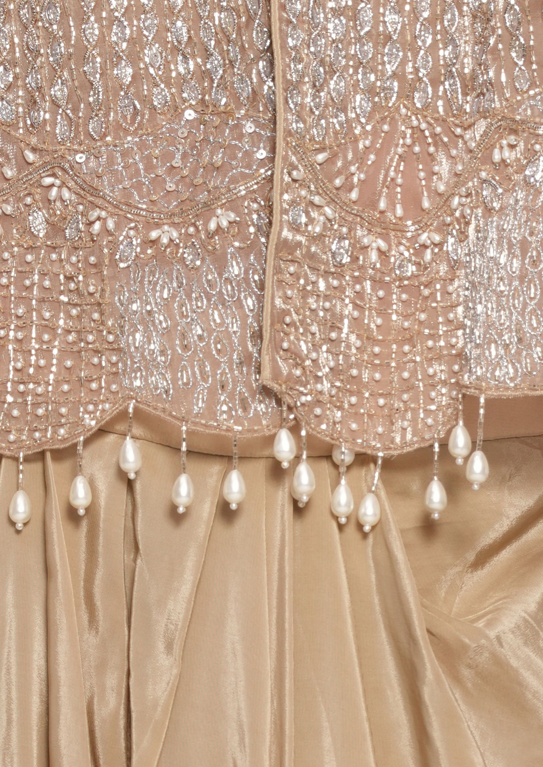 Twamev Women Beige Satin Indo Western Ensemble