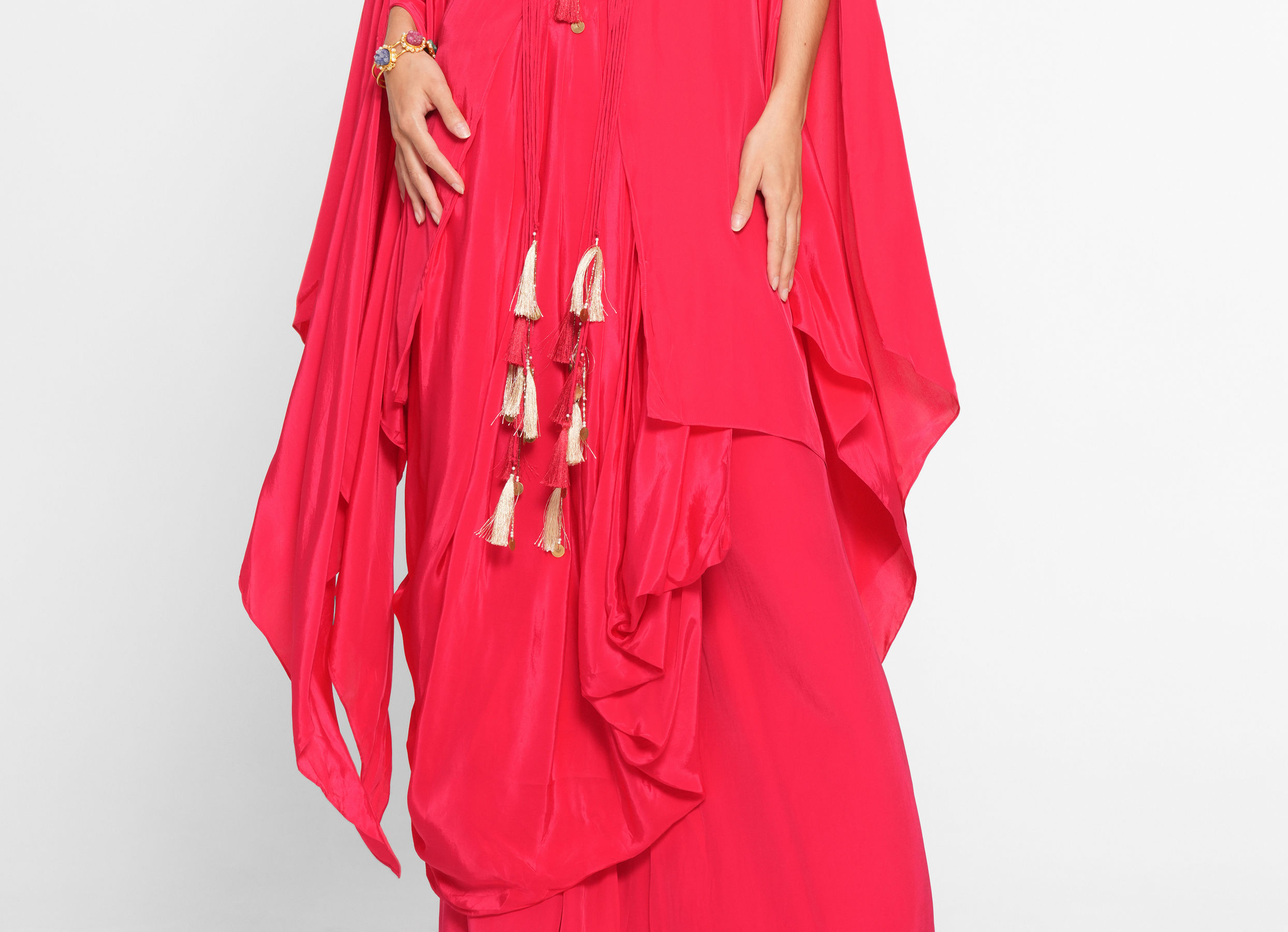 Twamev Women Elegant Rani Satin Indo Western