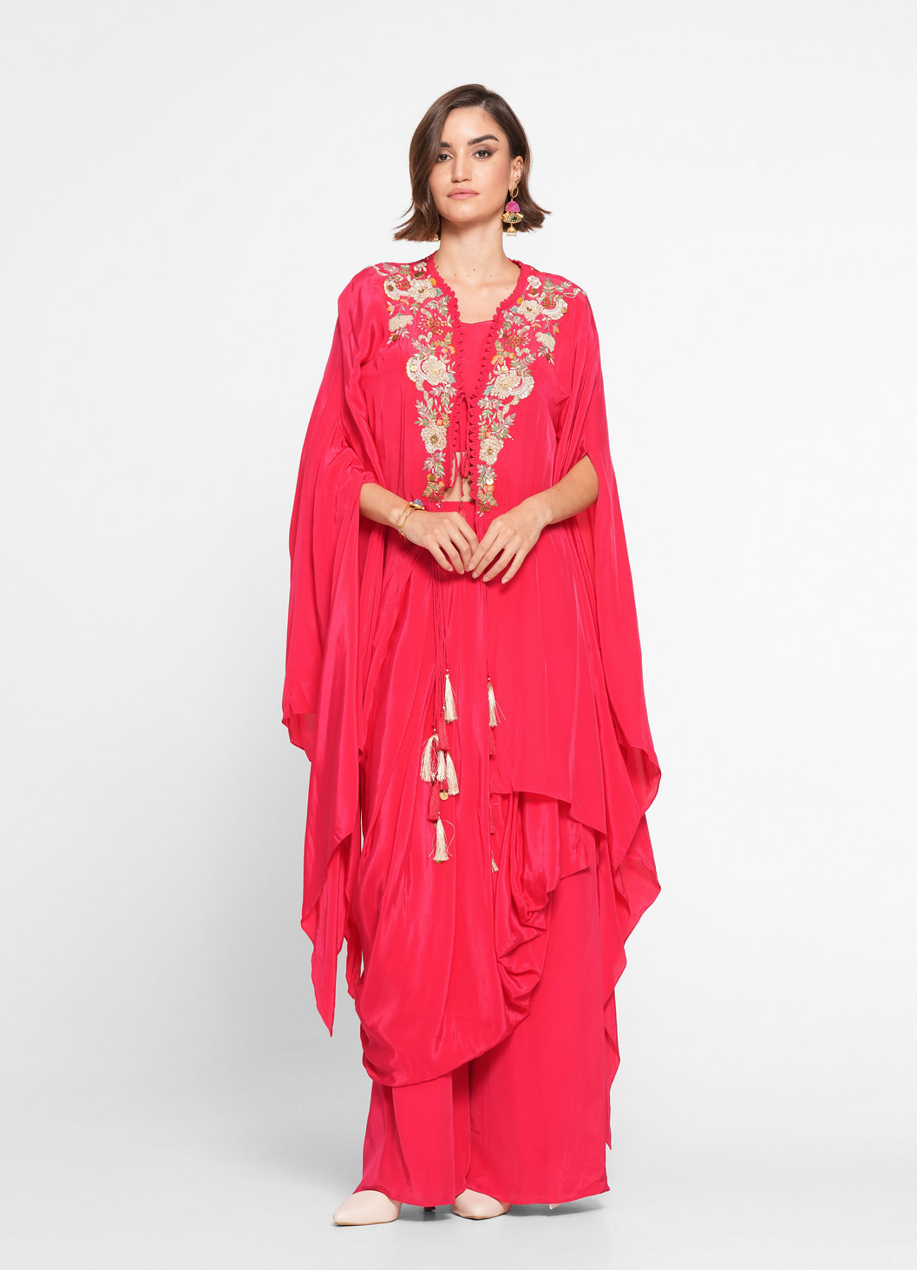 Twamev Women Elegant Rani Satin Indo Western