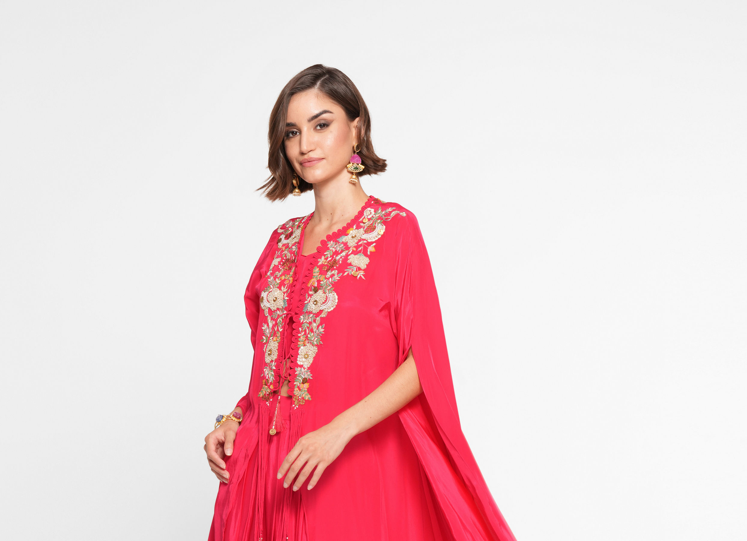Twamev Women Elegant Rani Satin Indo Western
