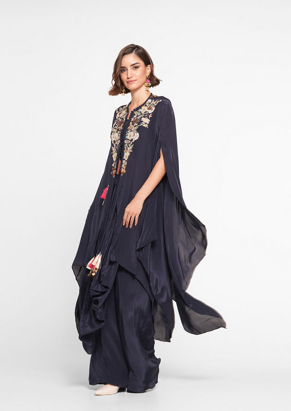 Twamev Women Indigo Blue Elegance Indo Western