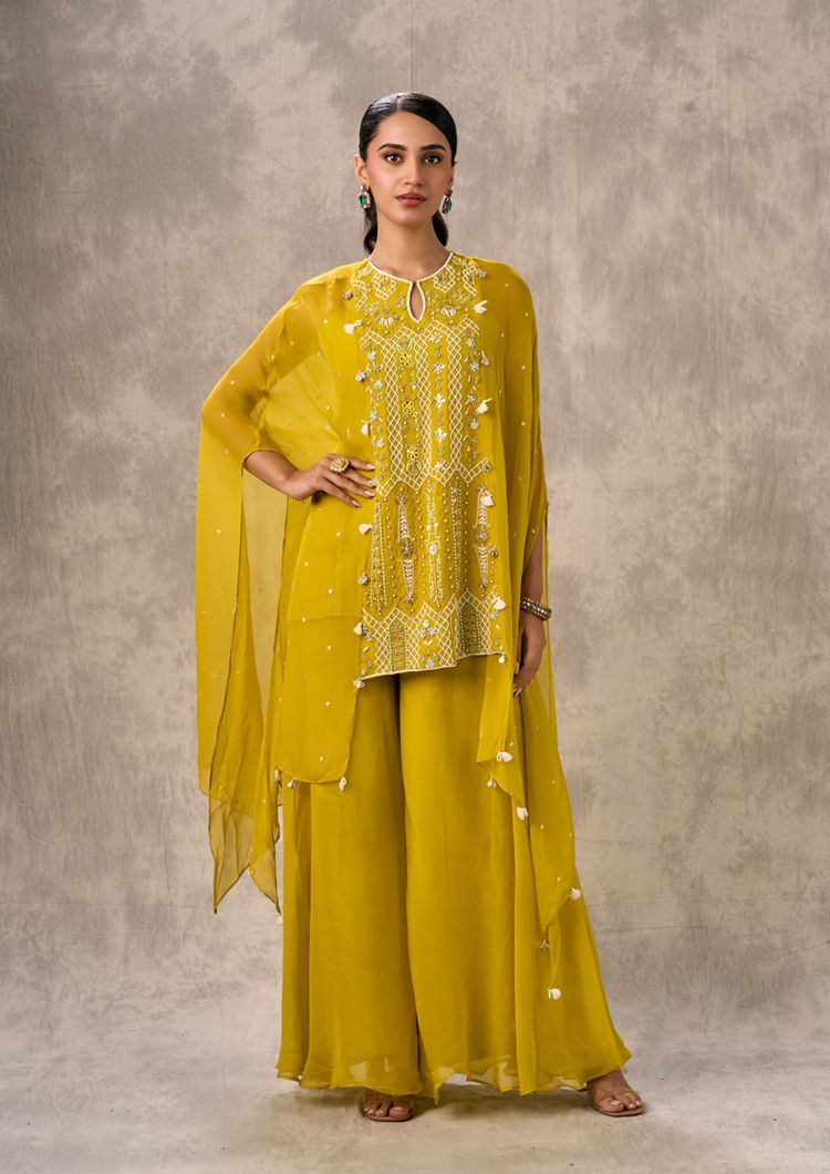 Twamev Women Joyful Yellow Georgette Indo Western