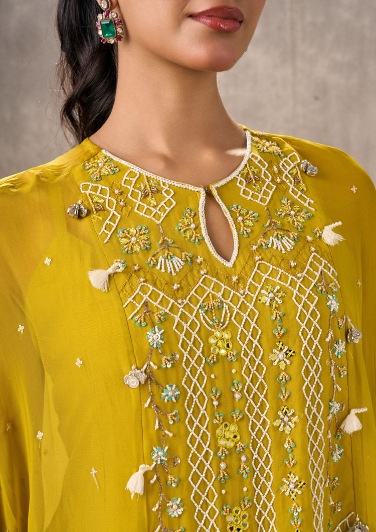 Twamev Women Joyful Yellow Georgette Indo Western