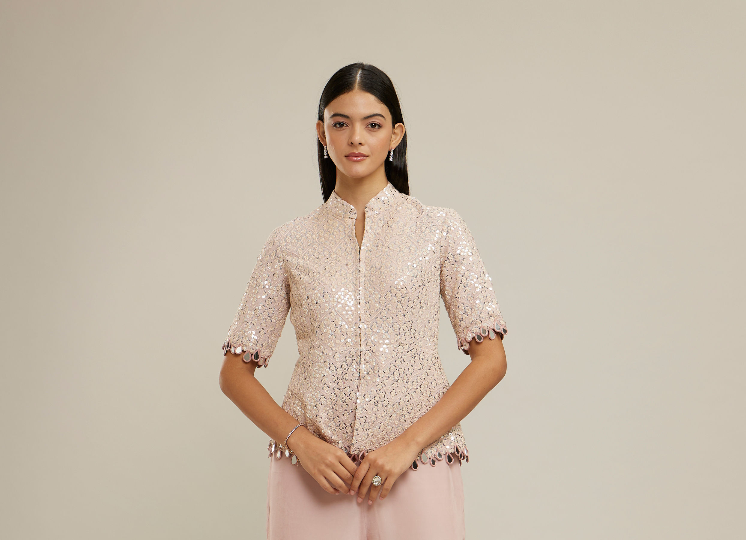 Twamev Women Purple Elegance Georgette Indo Western