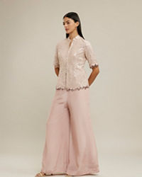 Twamev Women Purple Elegance Georgette Indo Western