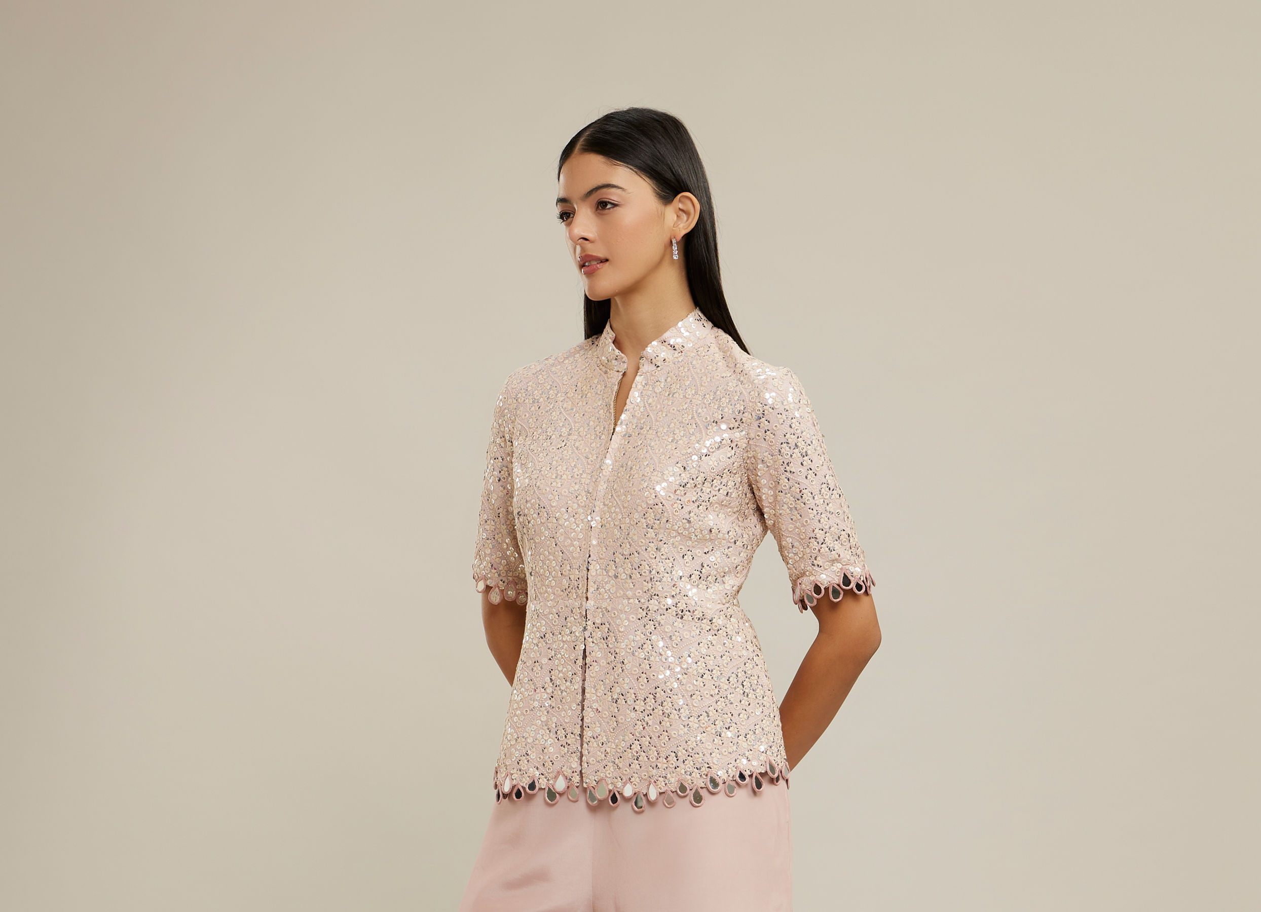 Twamev Women Purple Elegance Georgette Indo Western