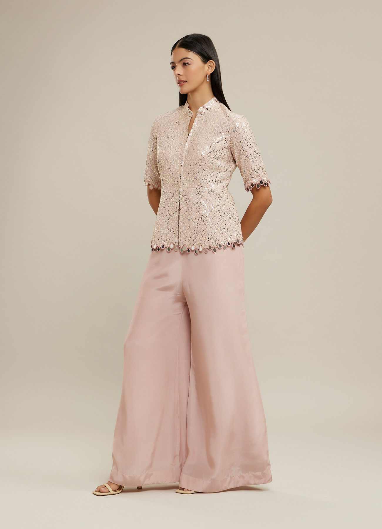 Twamev Women Purple Elegance Georgette Indo Western